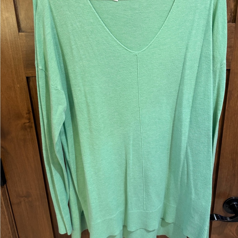 Light green v neck sweater